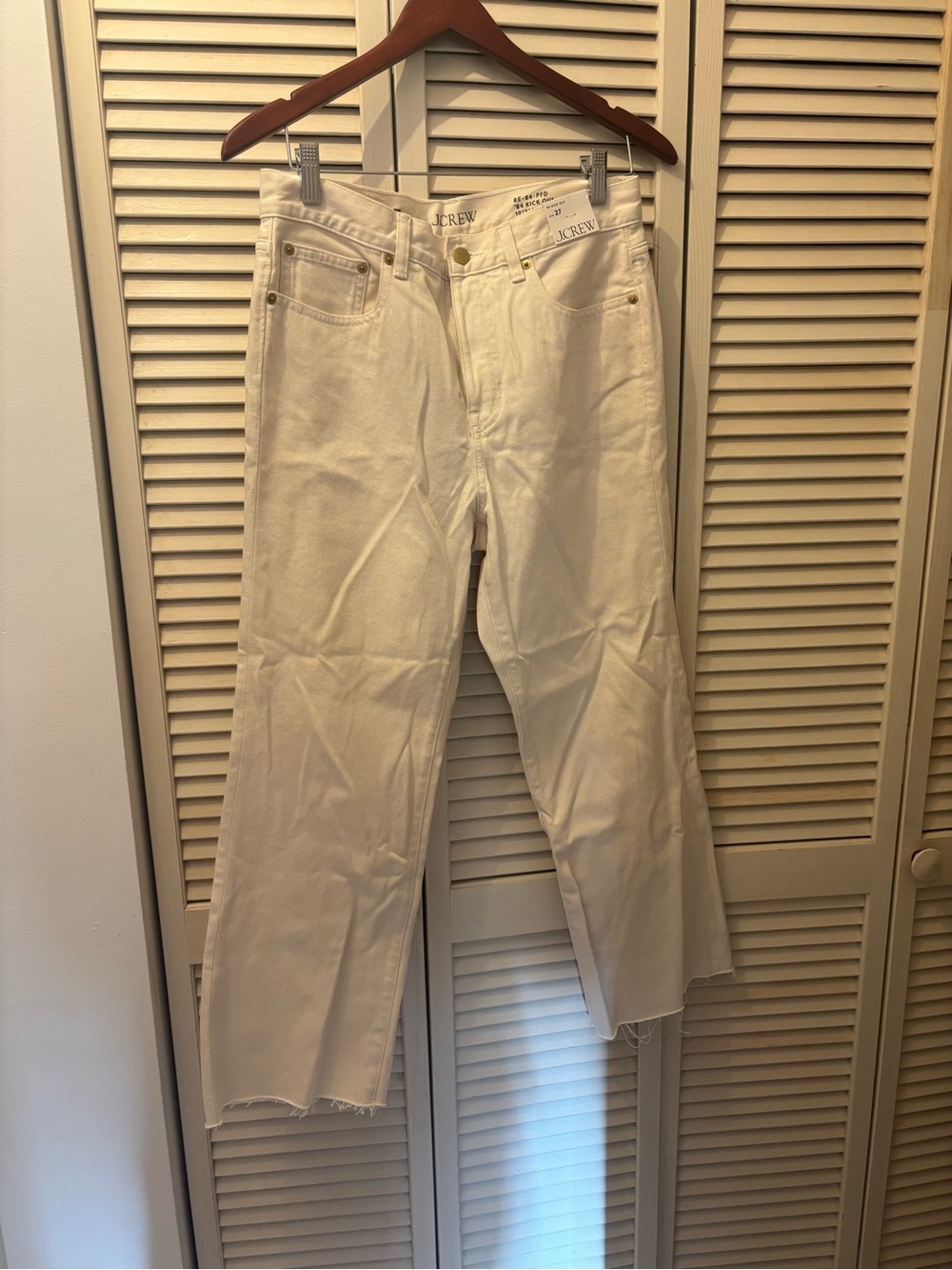 J. Crew Cropped Straight-Leg Jeans in Off-White